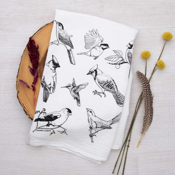 Birds Flour Sack Towel - Housewarming Gift - Kitchen Towel - Counter Couture