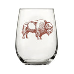 Bison Stemless Wine Glass - Brown Print - Counter Couture