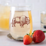 Bison Stemless Wine Glass - Brown Print - Counter Couture
