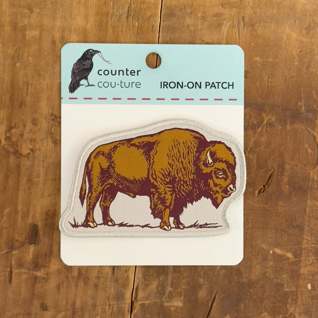 Bison Patch – Durable Woven Patch with Iron-On Backing for Western Wear - Counter Couture