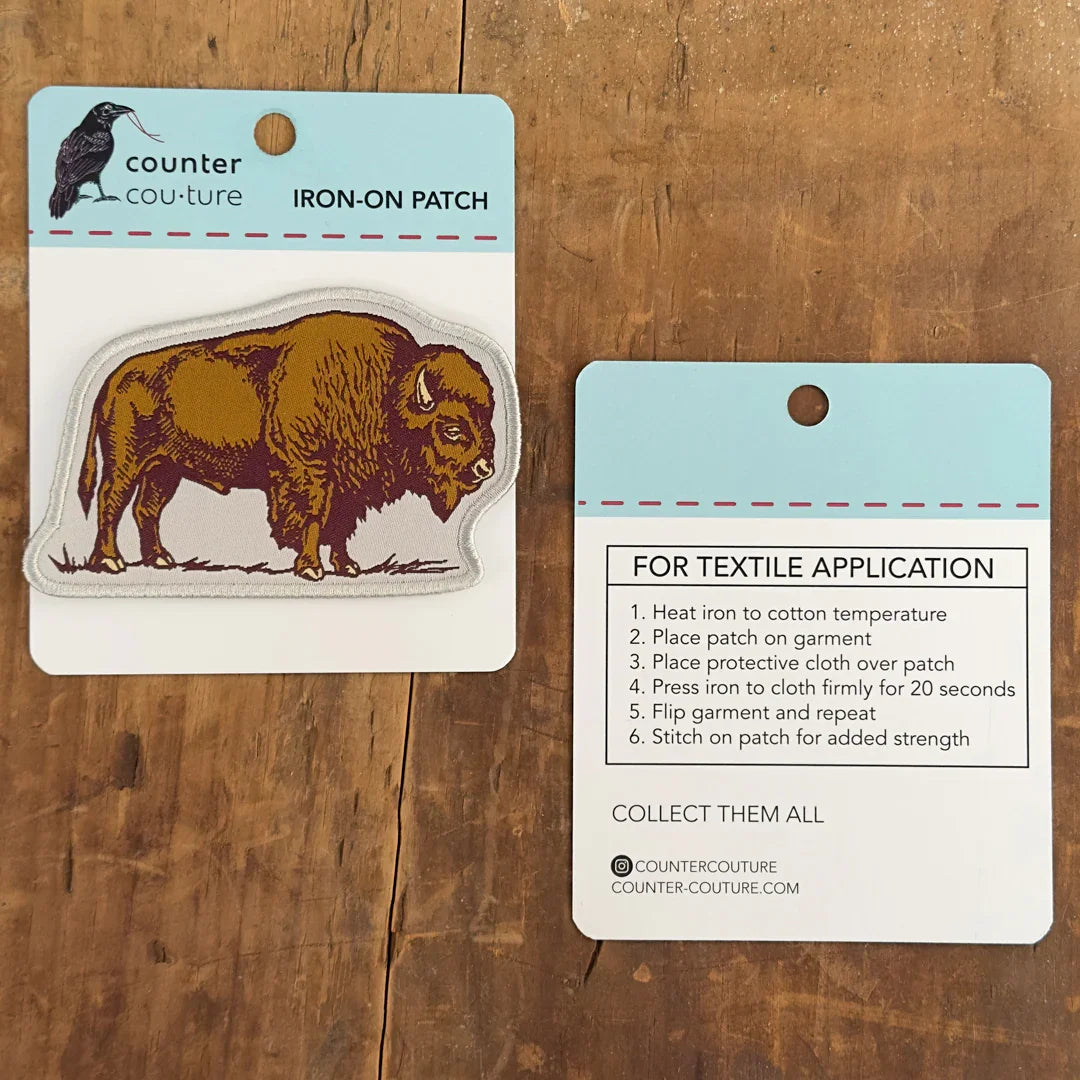 Bison Patch – Durable Woven Patch with Iron-On Backing for Western Wear - Counter Couture