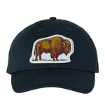 Bison Patch Classic Dad Hat – Navy Bio-Washed Cotton Cap - Counter Couture