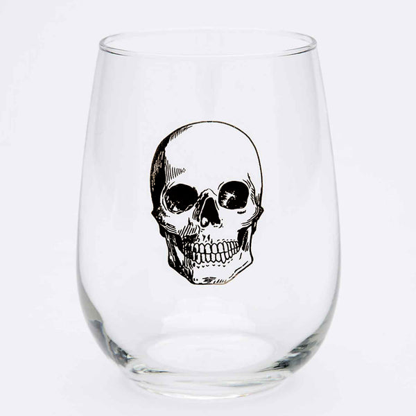 Black Skull Stemless Wine Glass