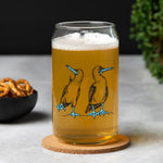 Blue Footed Booby 16 oz Dishwasher Safe Can Glass - Unique Hand-Drawn Design - Counter Couture