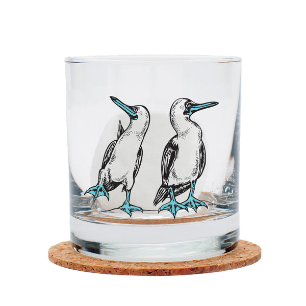 Blue Footed Booby Rocks Glass - 11oz Whiskey Glass - Locally Made