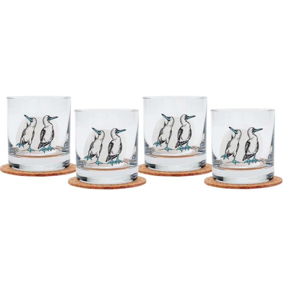 Blue Footed Booby Rocks Glass - 11oz Whiskey Glass - Locally Made
