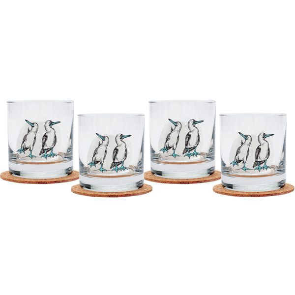 Blue Footed Booby Rocks Glass - 11oz Whiskey Glass - Locally Made