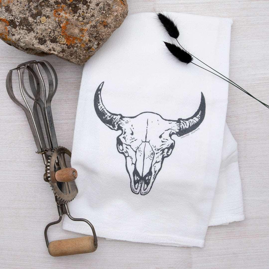 Buffalo Skull Flour Sack Towel - Eco-Friendly And Hand-Drawn - Counter Couture