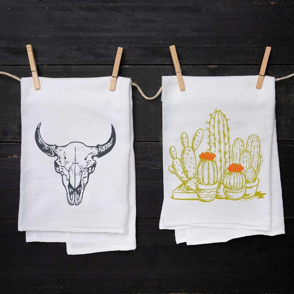 Buffalo Skull and Cactus Tea Towel Set - Counter Couture