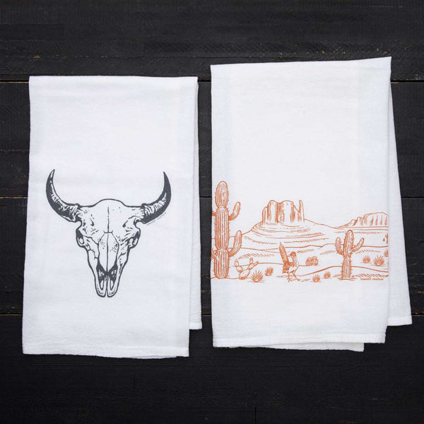 Buffalo Skull and Desert Tea Towel Gift Setset