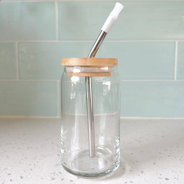 Bamboo Lids with Straw for Glass Cups