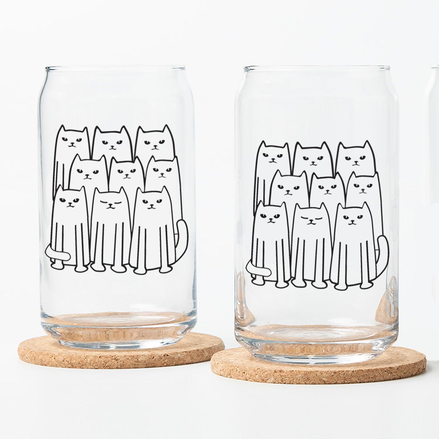Cat Beer Can Glass - 16 oz black print