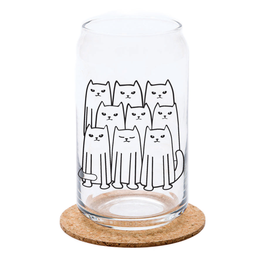 Cat Beer Can Glass - 16 oz black print