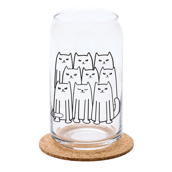 Cat Beer Can Glass - 16 oz black print