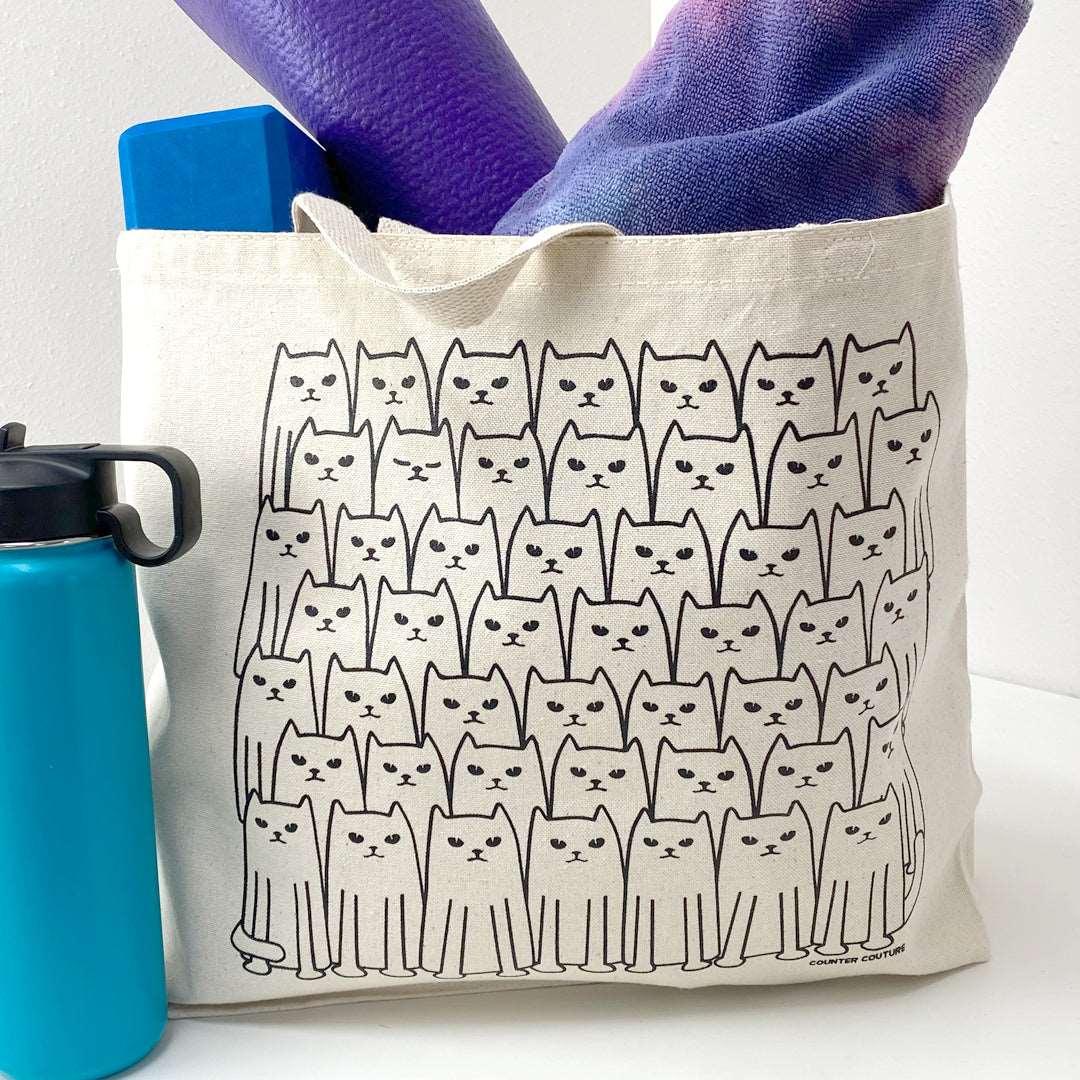 Cats Canvas Tote Bag - Reusable, Eco-Friendly, Locally Made - Counter Couture