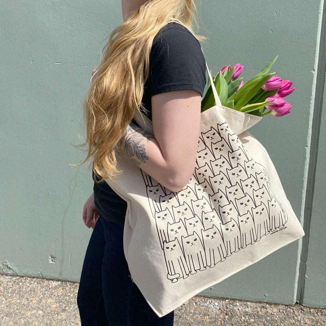 Cats Canvas Tote Bag - Reusable, Eco-Friendly, Locally Made - Counter Couture
