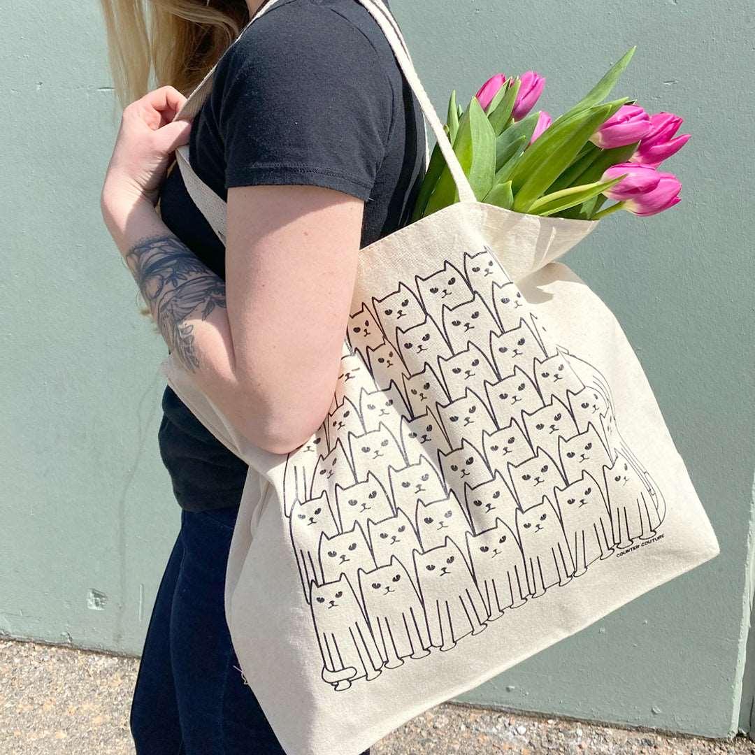 Cats Canvas Tote Bag - Reusable, Eco-Friendly, Locally Made - Counter Couture