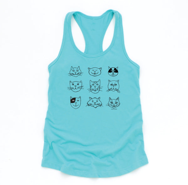 Cat Faces Racer Back Women's Tank