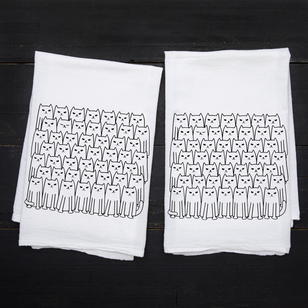 Cat Flour Sack Towel - Eco-Friendly and Hand-Drawn