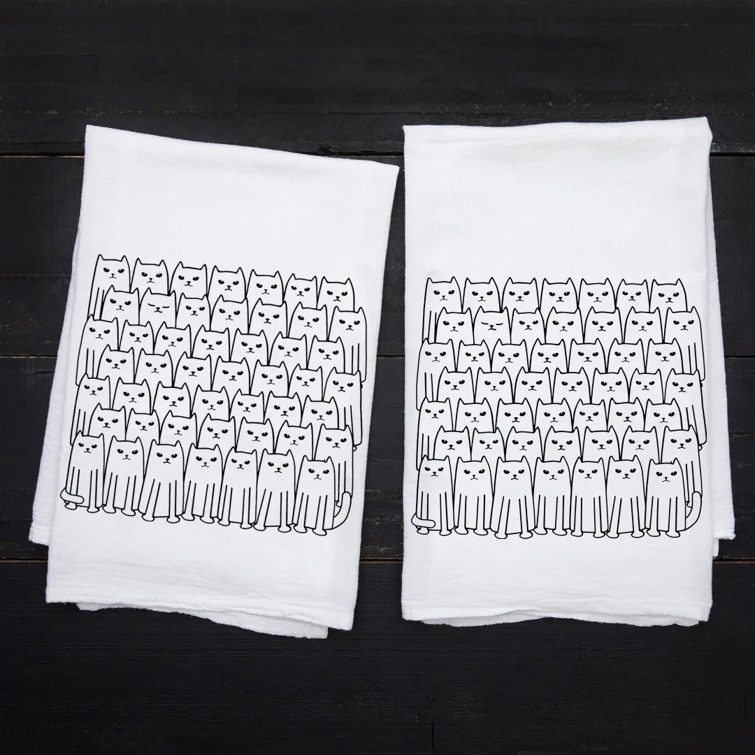 Cat Flour Sack Towel - Eco-Friendly | Hand-Drawn - Counter Couture