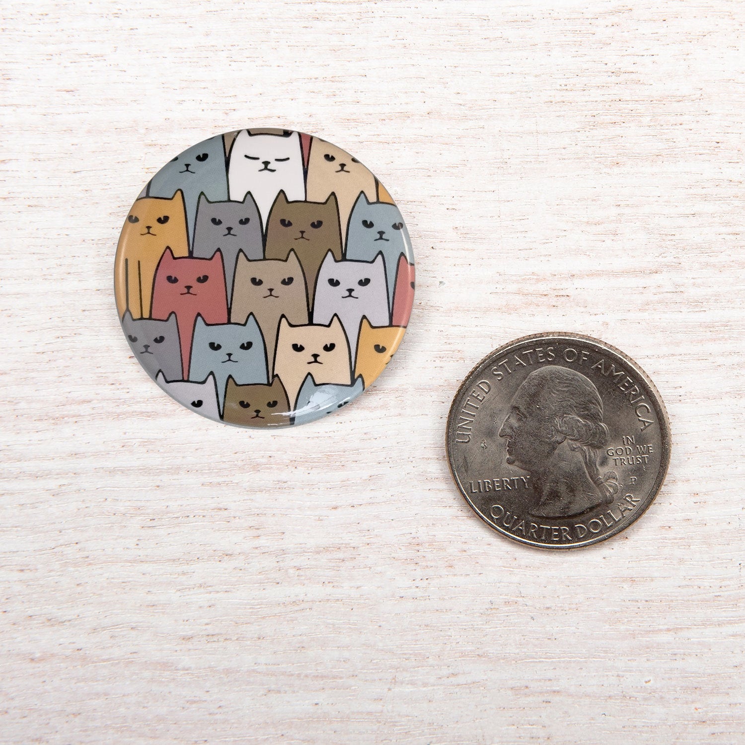 Cats Button Pin – 1.25 Inch Cute Cat Pins | Unique Pin Design from Denver