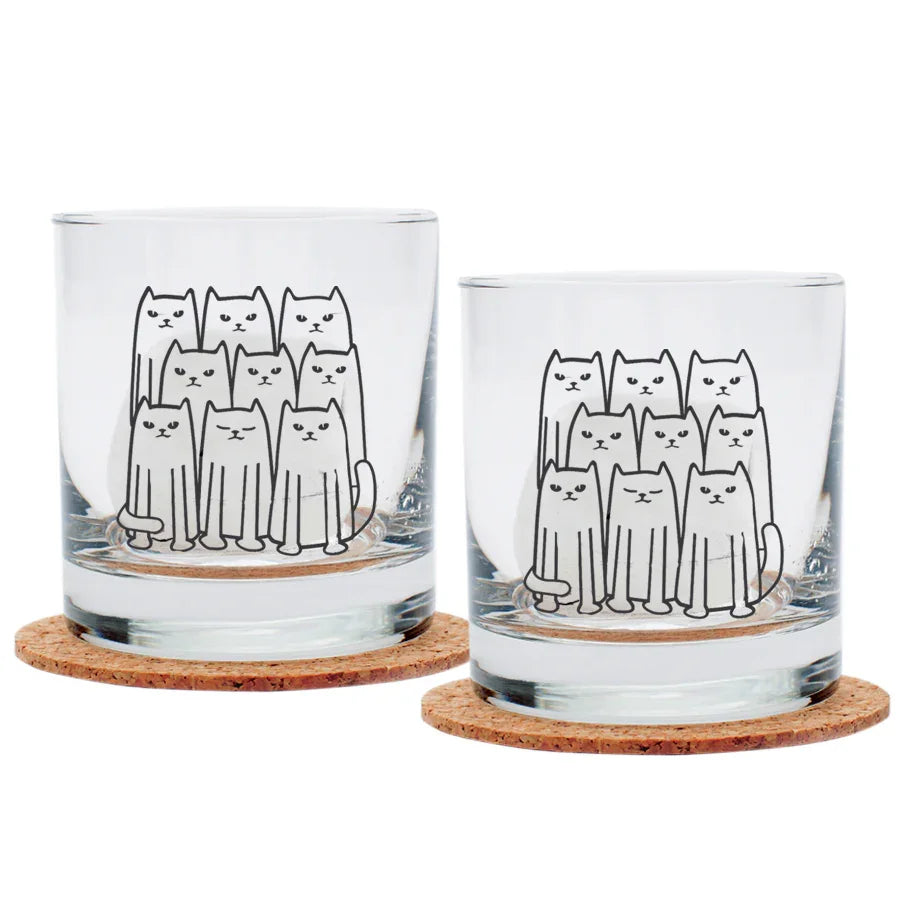 Cat Rocks Glasses | Dishwasher Safe - Black Print - Counter Couture