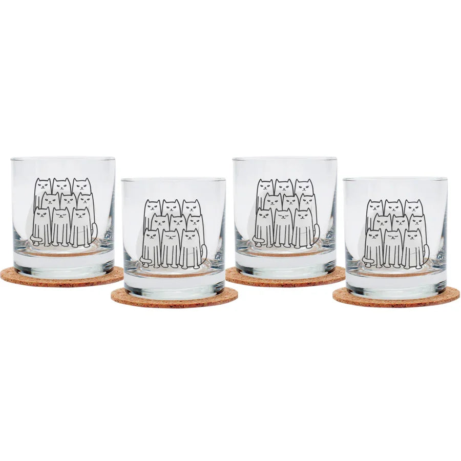 Cat Rocks Glasses | Dishwasher Safe - Black Print - Counter Couture