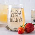 Cat Stemless Wine Glasses - Black Print - Counter Couture