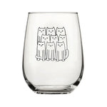 Cat Stemless Wine Glasses - Black Print - Counter Couture
