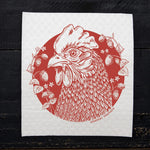 Chicken and Berries Swedish Dish Cloth - Eco-Friendly - Counter Couture