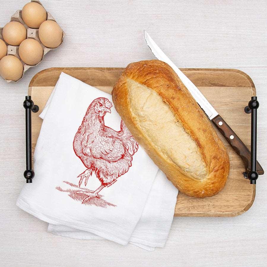 Chicken Flour Sack Towel - Eco-Friendly | Hand-Drawn - Counter Couture