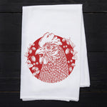Chicken + Berries Flour Sack Towel - Eco-Friendly, Hand-Drawn - Counter Couture