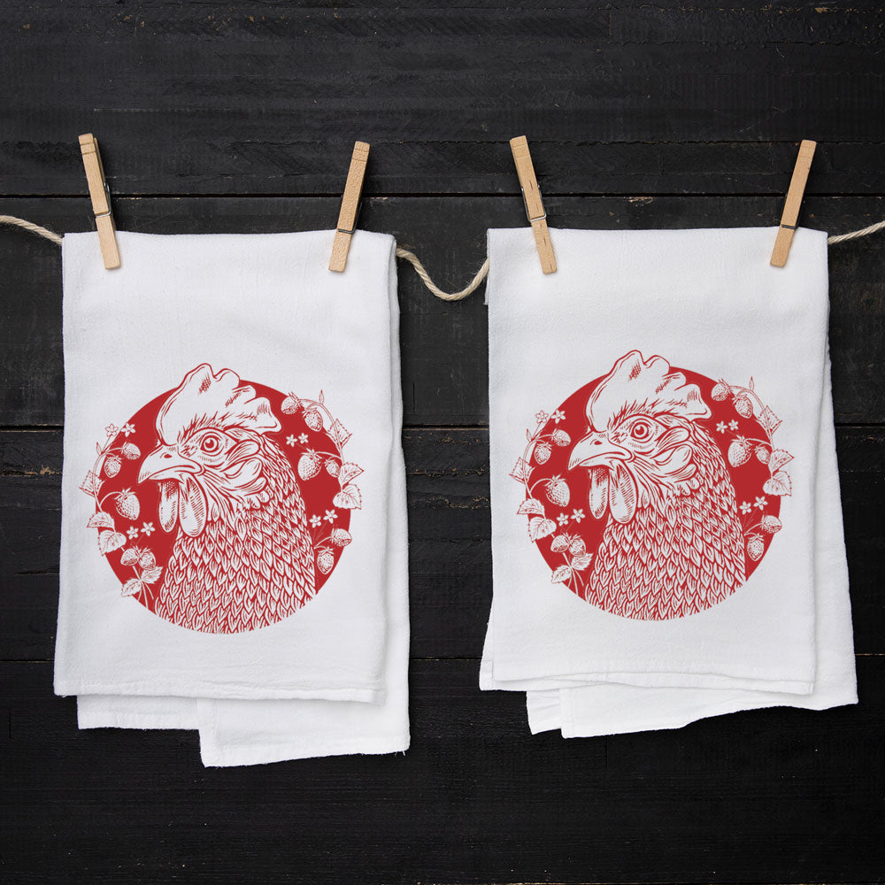 Chicken + Berries Flour Sack Towel