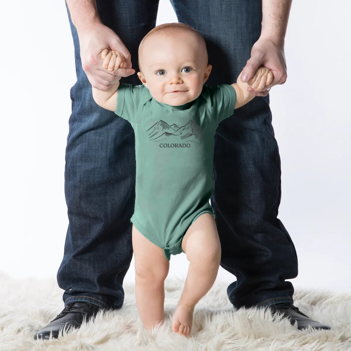 Colorado Mountain Range Baby Bodysuit - Eco-Friendly, Hand-Drawn - Counter Couture