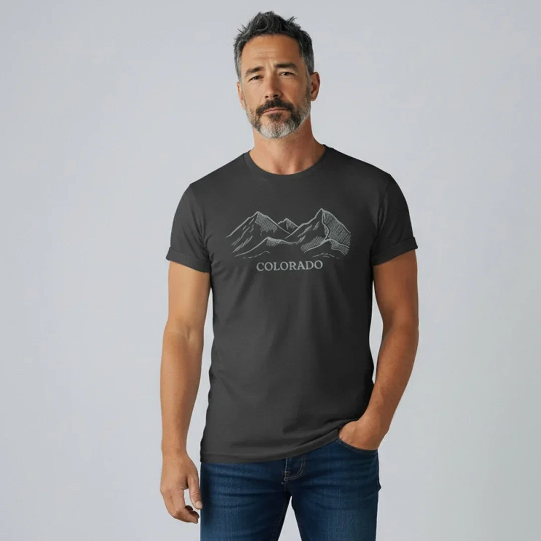 Colorado Mountain Range Shirt - Unisex T-Shirt With Hand Drawn Mountain Graphic Tee - Counter Couture