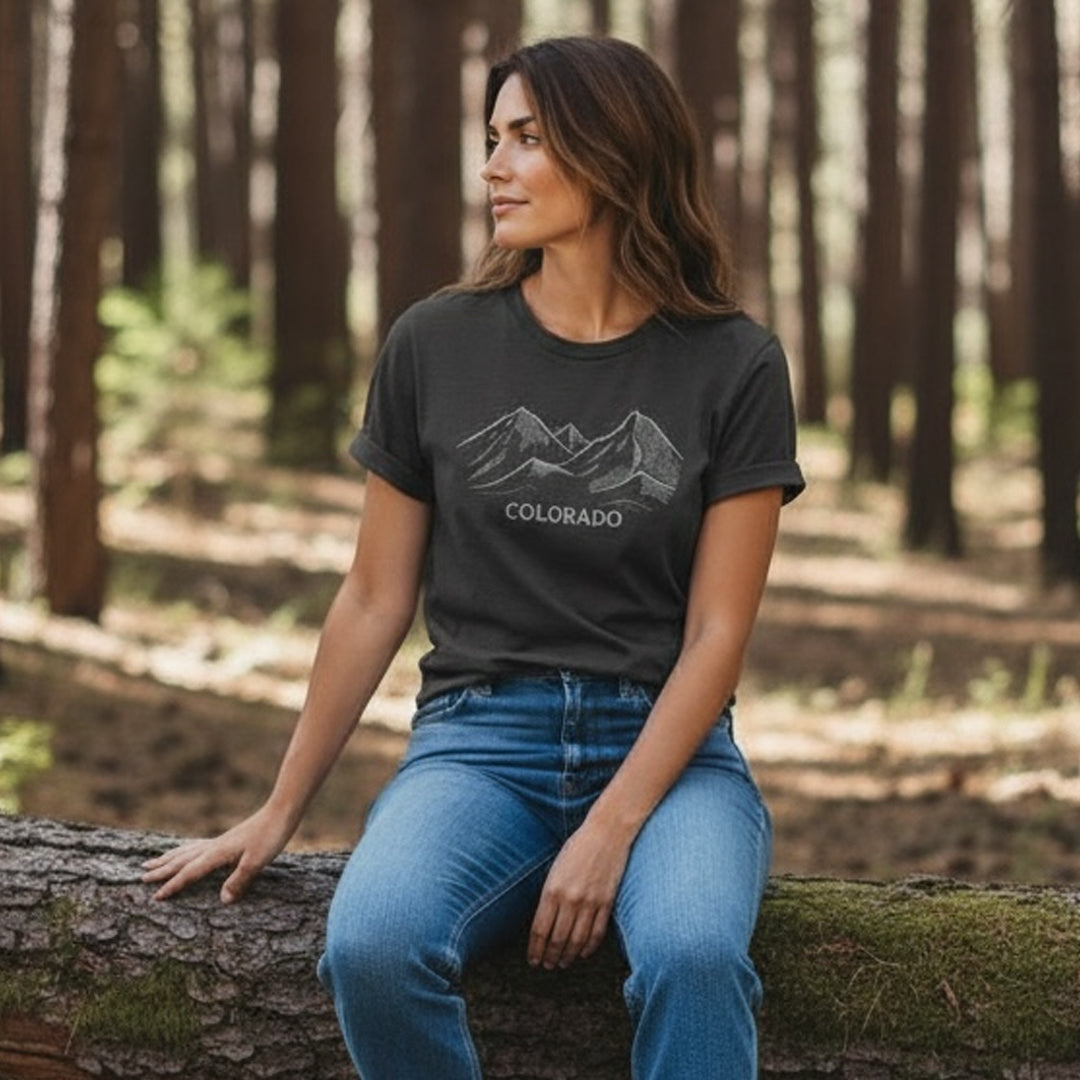 Colorado Mountain Range Shirt - Unisex T-Shirt With Hand Drawn Mountain Graphic Tee - Counter Couture