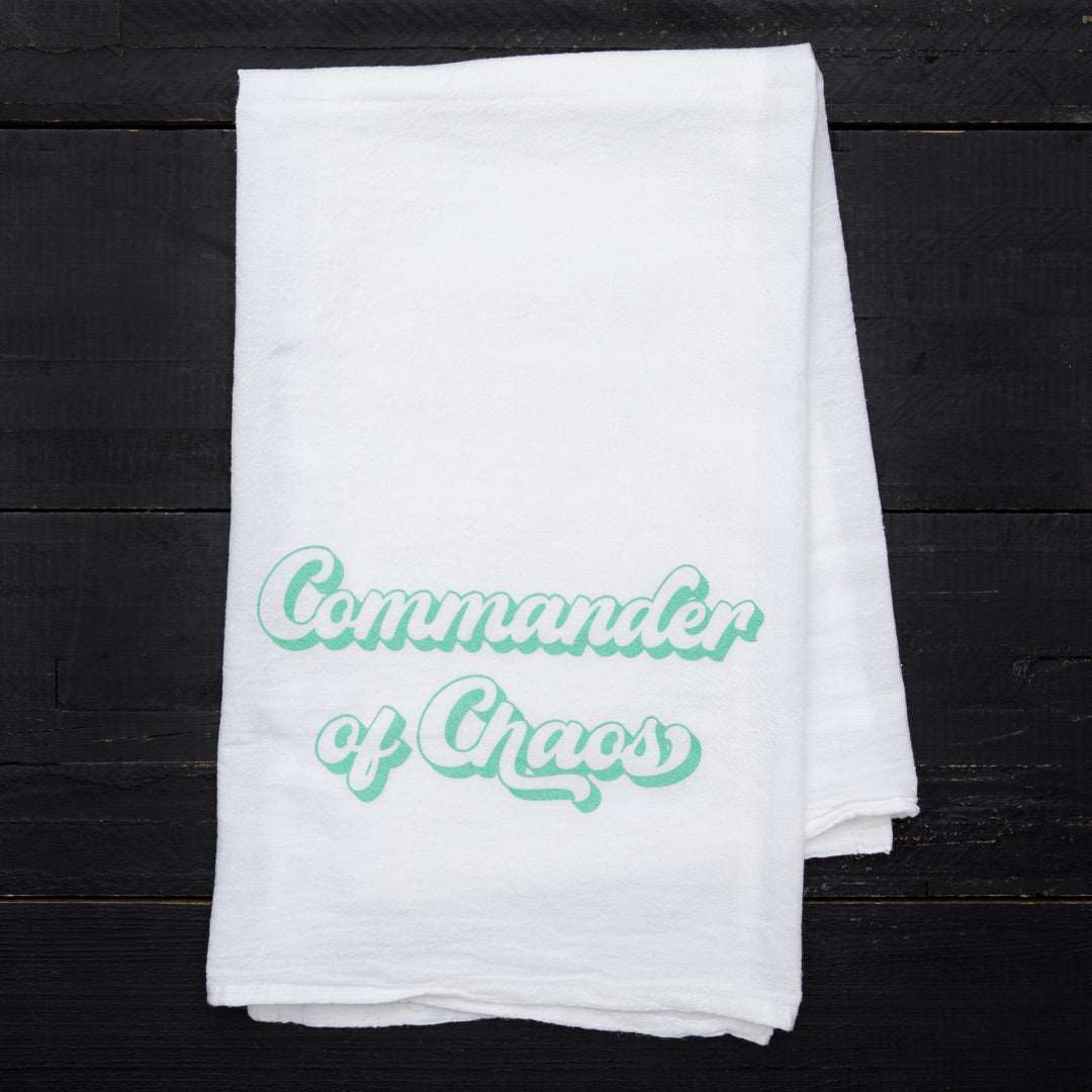 Commander of Chaos Flour Sack Towel - Housewarming Gift - Kitchen Towel - Dish Towel - Hand Towel - Home Decor - Counter Couture