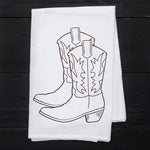 Cowboy Boot Flour Sack Towel - Eco-Friendly, Hand-Drawn - Counter Couture