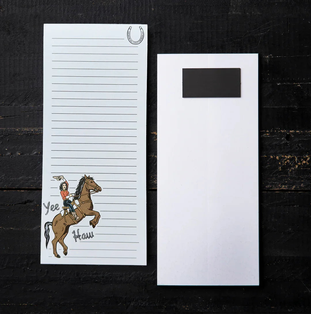 Cowgirl Magnetic Notepad - 3.5" x 8", 50 Pages, Eco-Friendly, Organized Grocery List - Counter Couture