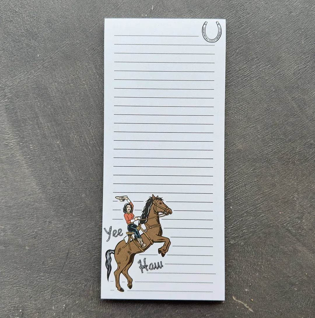 Cowgirl Magnetic Notepad - 3.5" x 8", 50 Pages, Eco-Friendly, Organized Grocery List - Counter Couture