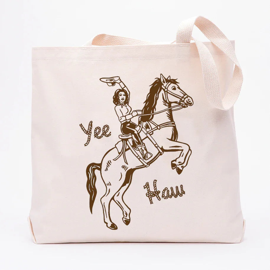 Cowgirl Canvas Tote, Eco-Friendly Reusable Shopping Bags - Counter Couture