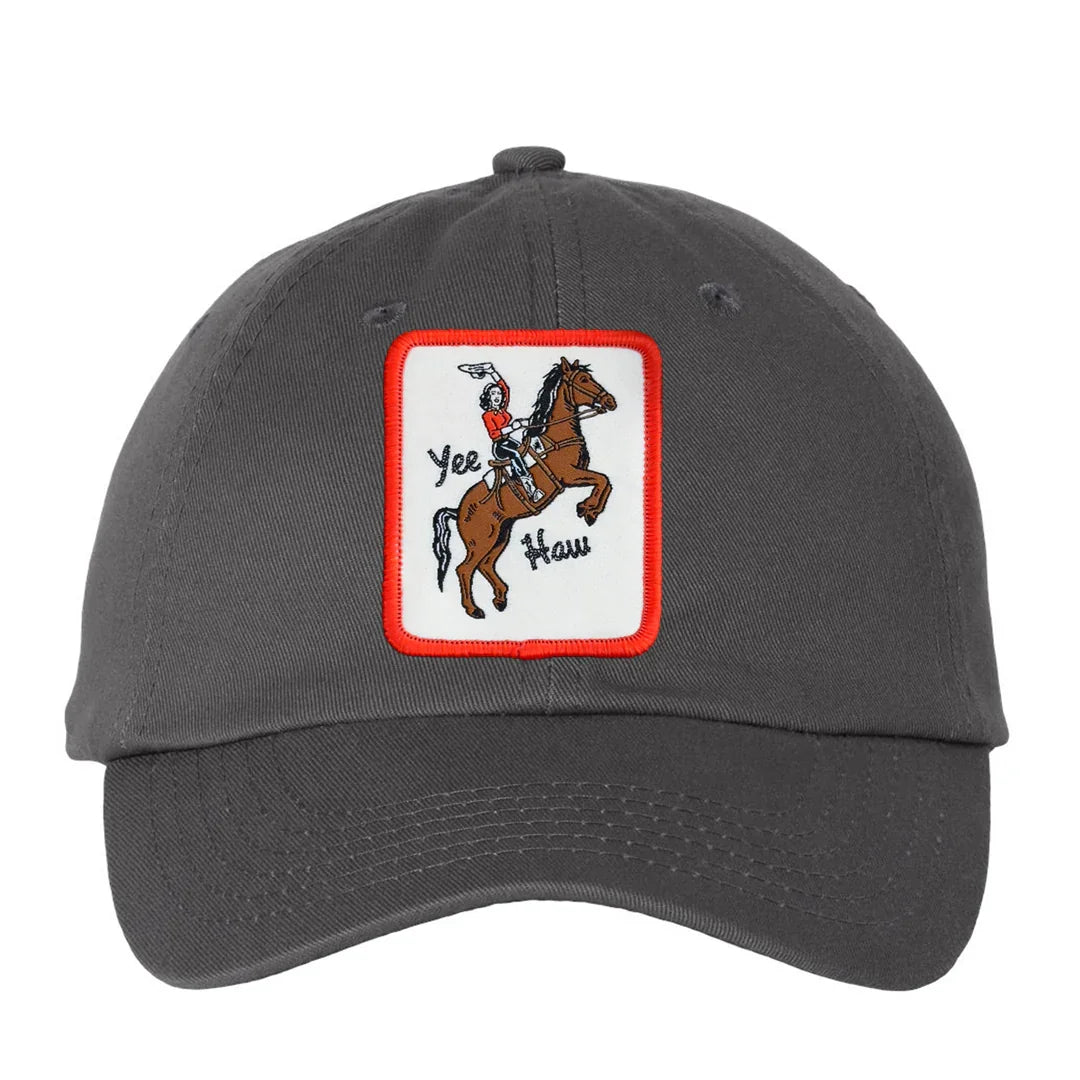 Yee Haw Cowgirl Classic Dad Hat – Charcoal Bio-Washed Cotton Cap - Counter Couture