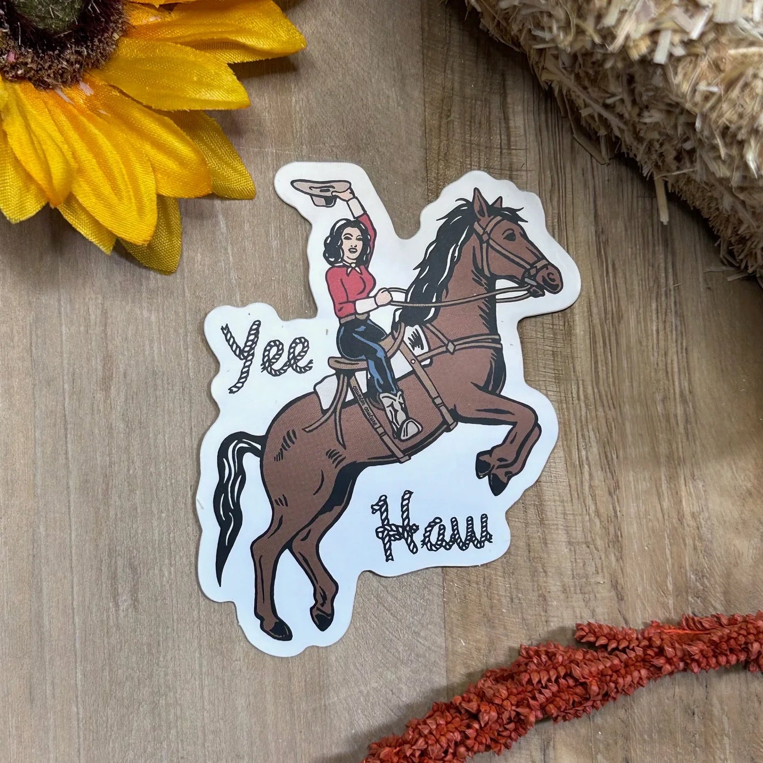 Cowgirl Vinyl Sticker - Waterproof & Scratch Proof Perfect for Water Bottles & Laptops - Counter Couture