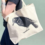 Crow Canvas Tote Bag with 23" Handles - Perfect for Groceries & Travel - Counter Couture