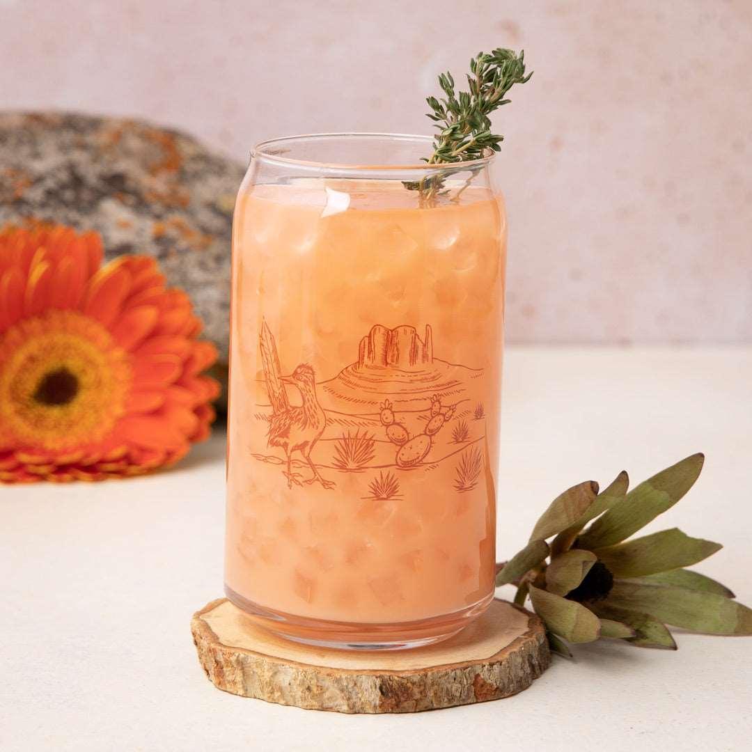Desert Beer Can Glass - 16oz, Dishwasher Safe and Hand-Drawn - Counter Couture
