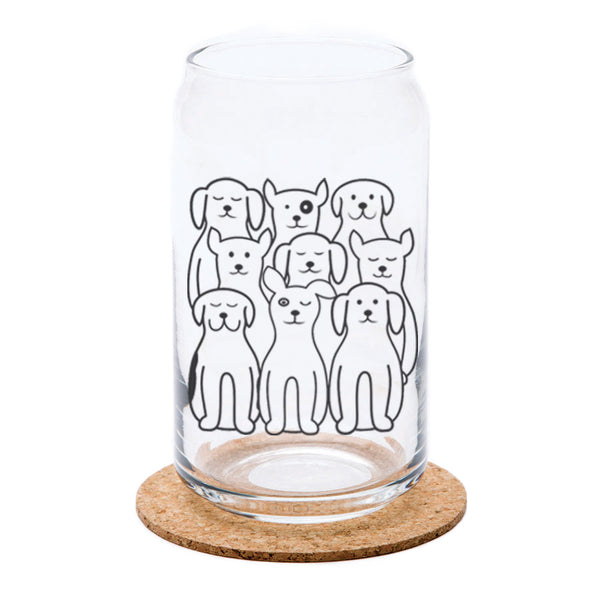 Dog Beer Can Glass - 16 oz Black Print