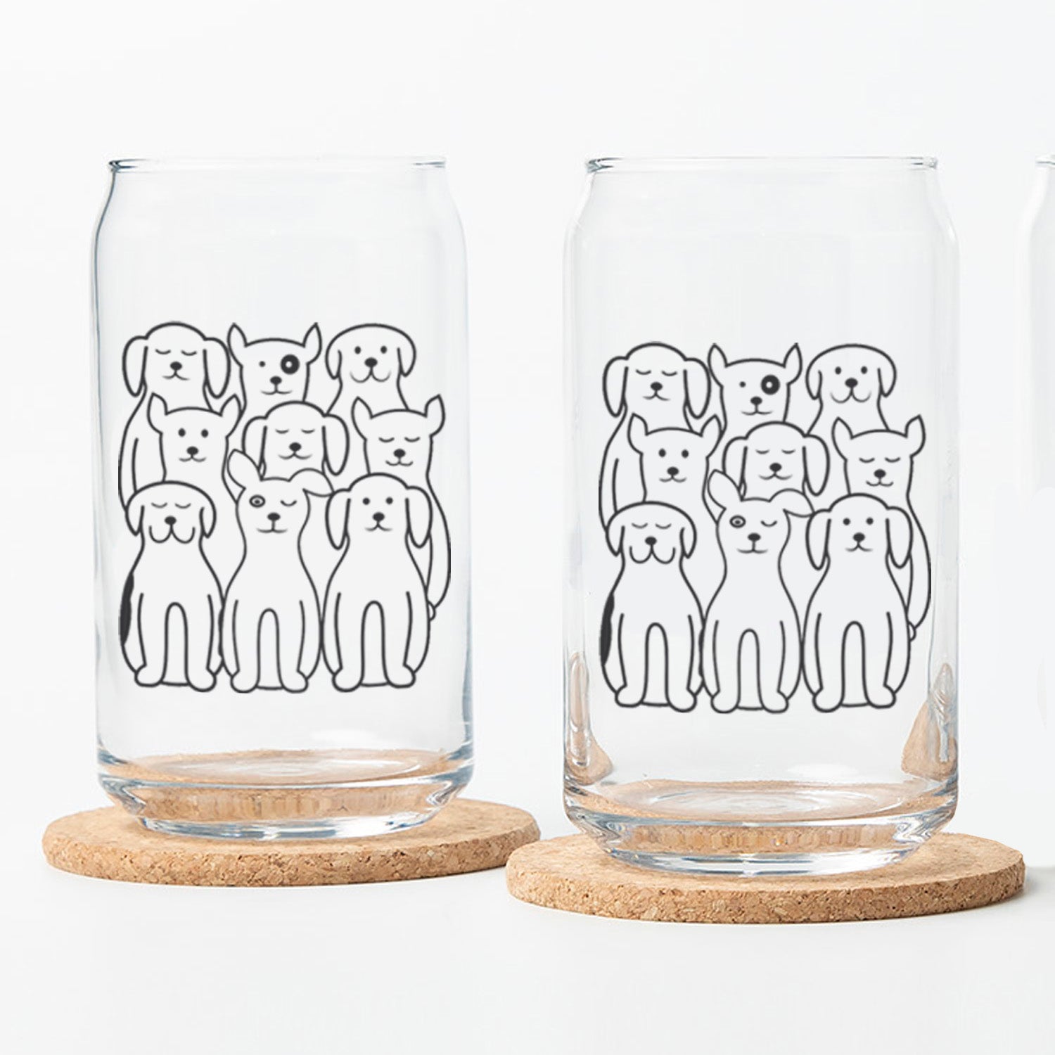 Dog Beer Can Glass - 16 oz Black Print