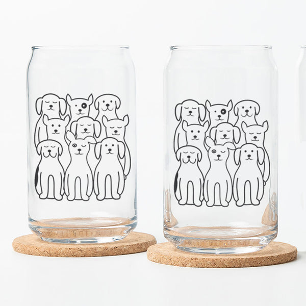 Dog Beer Can Glass - 16 oz Black Print