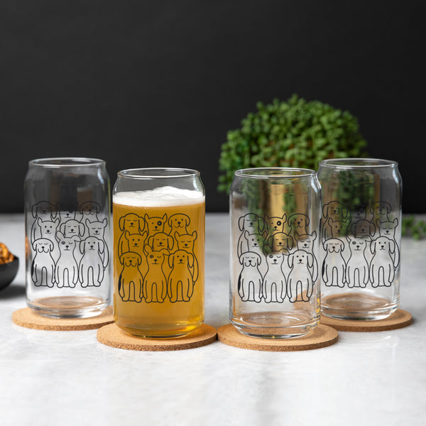 Dog Beer Can Glass - 16 oz Black Print