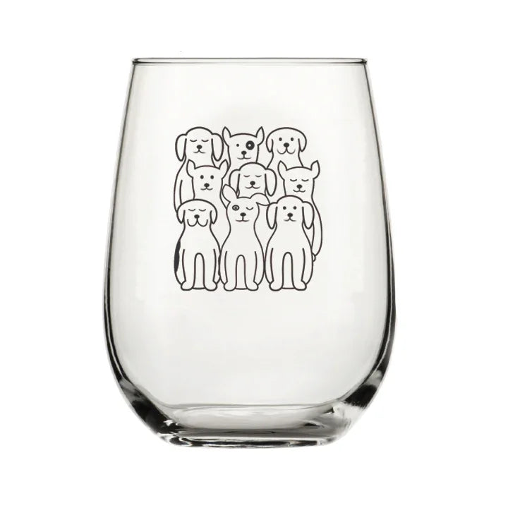 Dog Stemless Wine Glasses - Black Print - Counter Couture